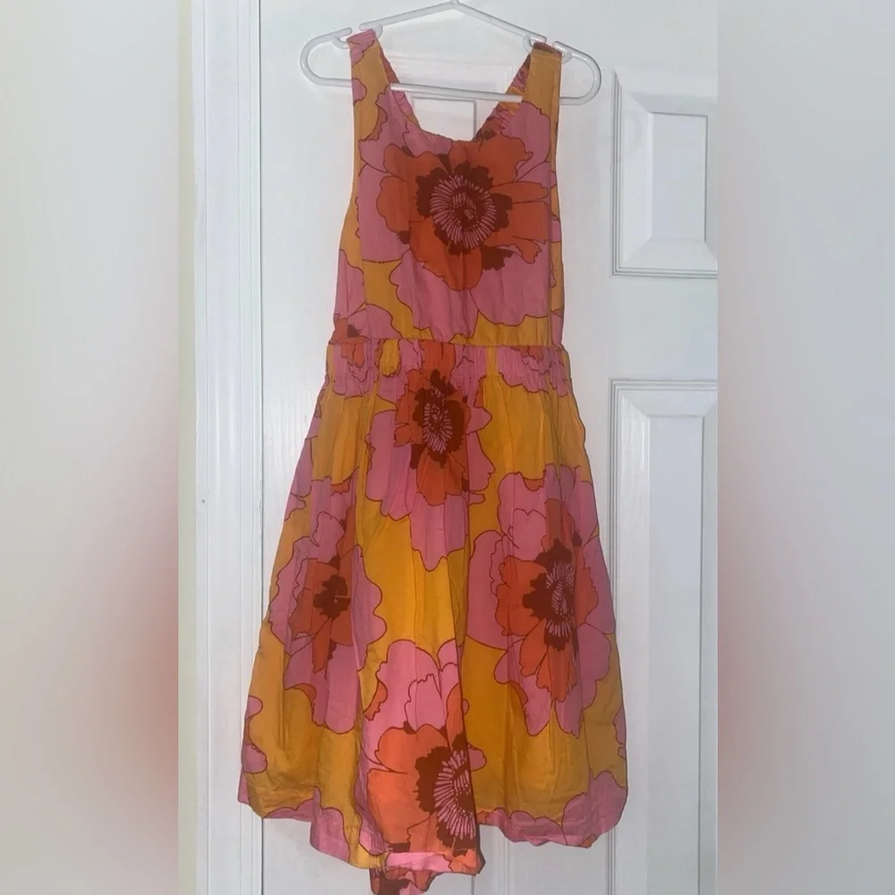 Gap girl criss cross open back floral dress size M(8) - Picture 4 of 10